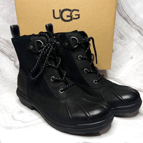 UGG Women's Hapsburg Black Waterproof Duck Boot Size 6.5 New - Picture 1 of 10